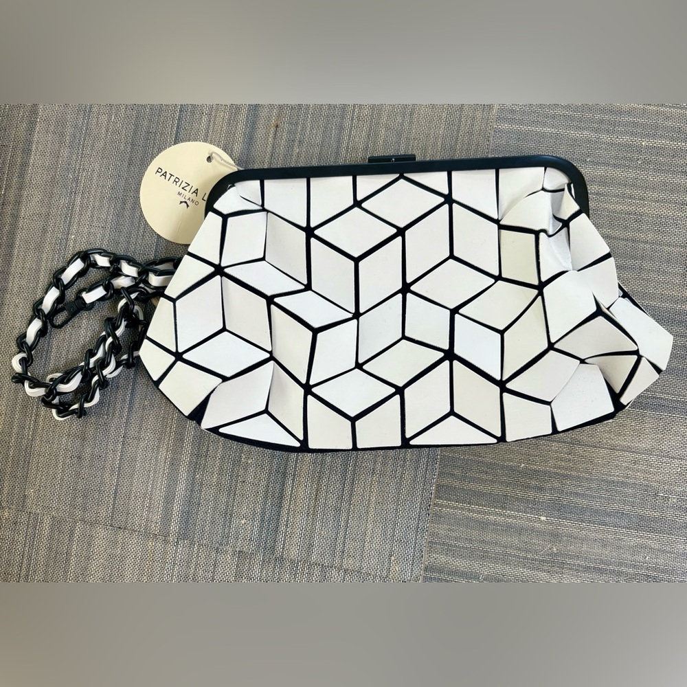Patrizia Luca Black and White Geometric Clutch
